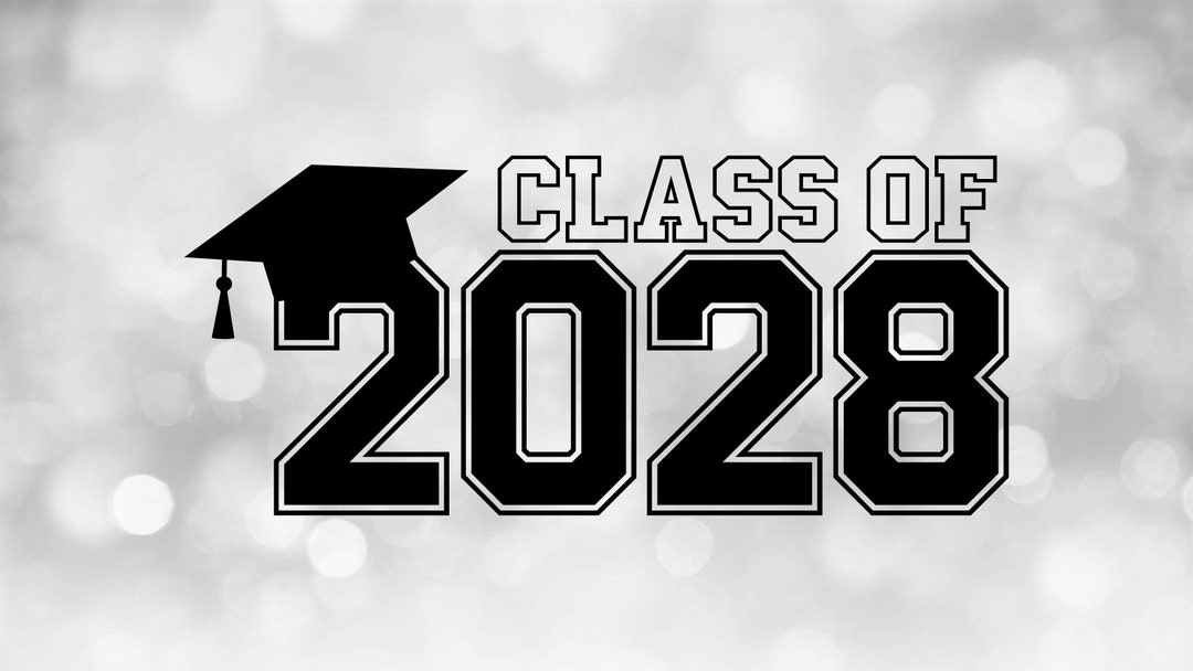 Educational Clipart: Class of 2028 in Bold Black College Style Letters ...