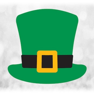 Holiday Clipart: Layered Green Leprechaun Top Hat, Black Band, Golden Buckle St Patrick's Day Irish Theme - Digital Download svg png dxf pdf