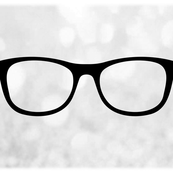 People Clipart: Simple Easy Black Eyeglasses / Eye Glasses Frames with Open Lenses for Vision Optometry - Digital Download svg png dxf pdf