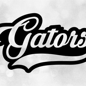 Sport Clipart: "Gators" Team Name in Fancy Type Schriftzug mit Baseball Style Swoosh Unterstrich Ausschnitt von Schwarz - Digitaler Download SVG & PNG