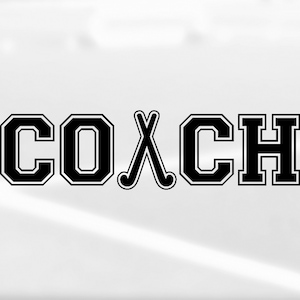 Sports Clipart: Word "Coach" with Crossed Field Hockey Sticks as Letter "A" for Coaches, You Change Color - Digital Download svg png dxf pdf