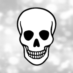Clipart świąteczny: Czarno-białe warstwy szkieletu głowy lub sylwetka ludzkiej czaszki na Halloween lub piratów - Format pobierania cyfrowego SVG i PNG