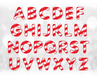 Word Clipart: Red Candy Cane Stripe Alphabet Letter Templates Grouped on  ONE Single Sheet Digital Download SVG NOT Installable Font File