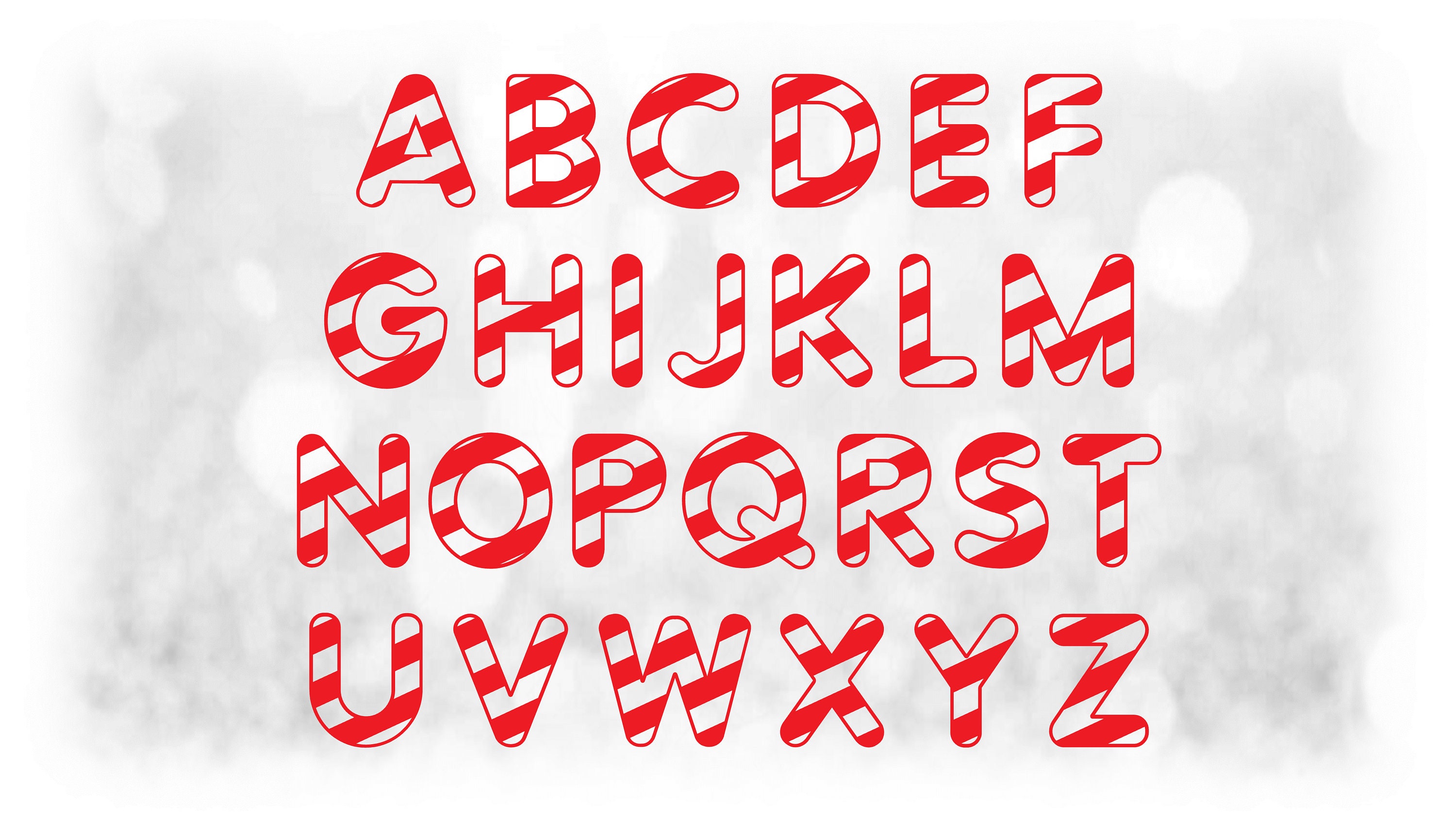 Word Clipart: Red Candy Cane Stripe Alphabet Letter Templates Grouped on ONE Single Sheet - Digital Download SVG - NOT Installable Font File