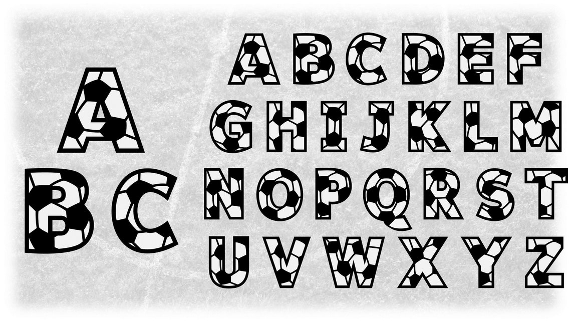 Visual Ball Letters Word Clipart: Single Sheet Library of Black Soccer Ball Alphabet ...