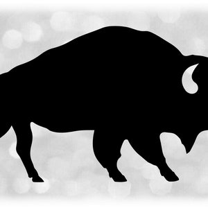 Animal Clipart: Simple Easy Black Solid Buffalo or Bison Silhouette - Change Color with Your Own Software - Digital Download svg png dxf pdf