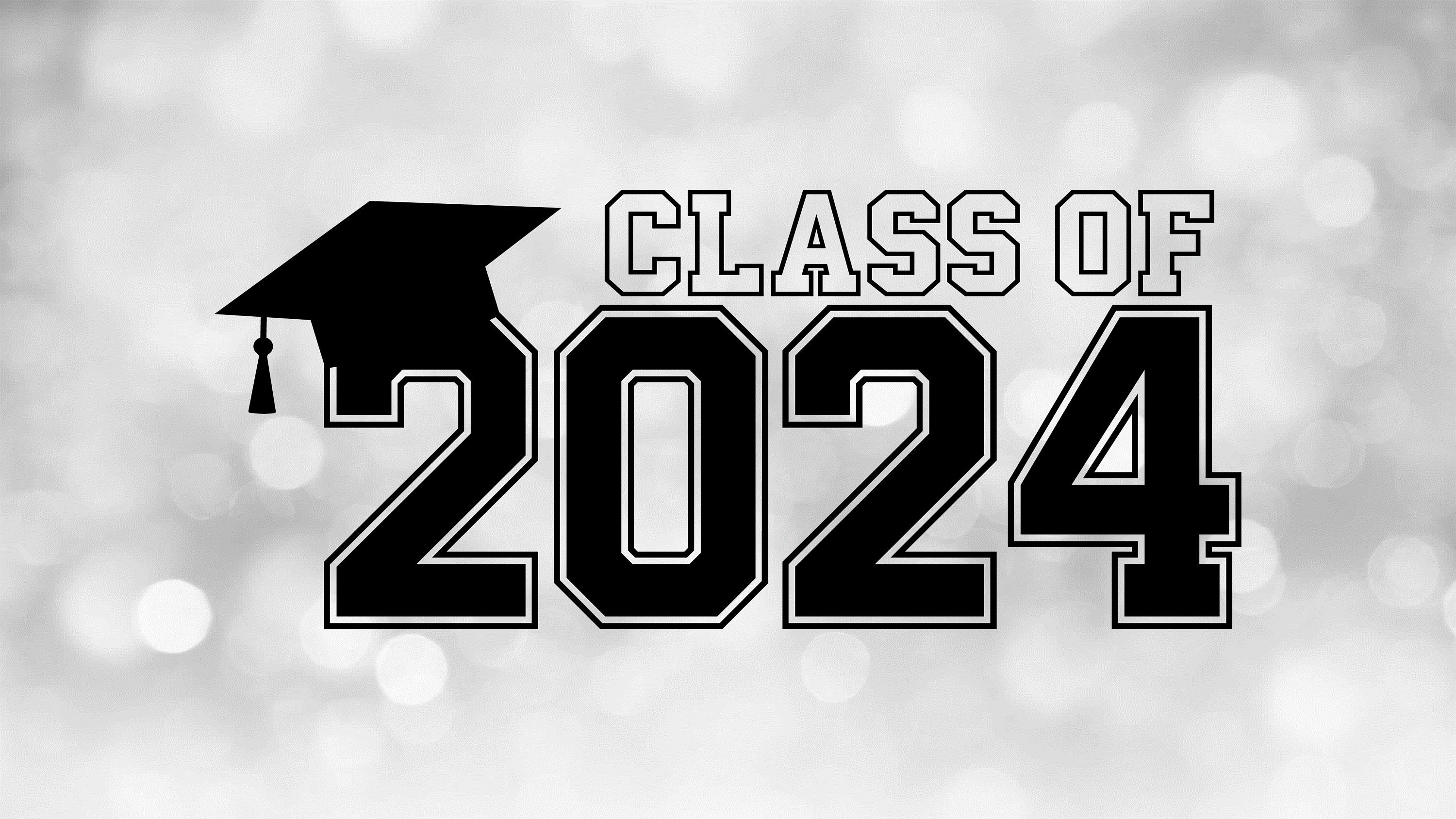 Educational Clipart: Class of 2024 in Bold Black College Style Letters W/  Graduation Cap / Tassel on Top Digital Download Svg Png Dxf Pdf 