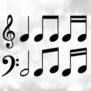 Shape Clipart: One Sheet Library of Eight Different Black Music / Band Symbols on a Single File / Page - Digital Download svg png dxf pdf