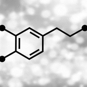 医療または科学のクリップアート: ドーパミン神経伝達物質分子の化学構造記号（黒のアウトライン） - デジタルダウンロード SVG および PNG