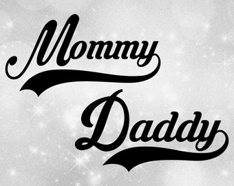 Family Clipart Value Pack Bundle: Words "Mommy" and "Daddy" in Fancy Type with Baseball Style Swoosh Underline - Digital Download SVG & PNG