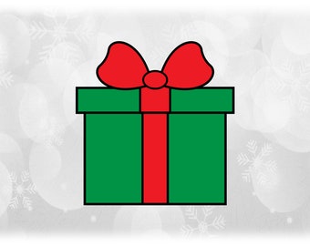 Holiday Clipart: Christmas Gift or Present Silhouette With Green