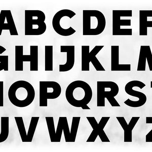 Word Clipart: Black Solid Simple Alphabet Letter Templates Grouped on ONE Single Sheet - Digital Download SVG - NOT Installable Font File