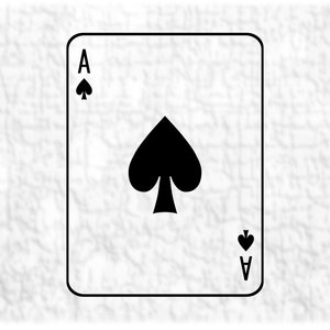 Entertainment Clipart: Simple Bold Black Ace of Spades Card with Thin Outline from Deck of Playing Cards - Digital Download SVG and PNG