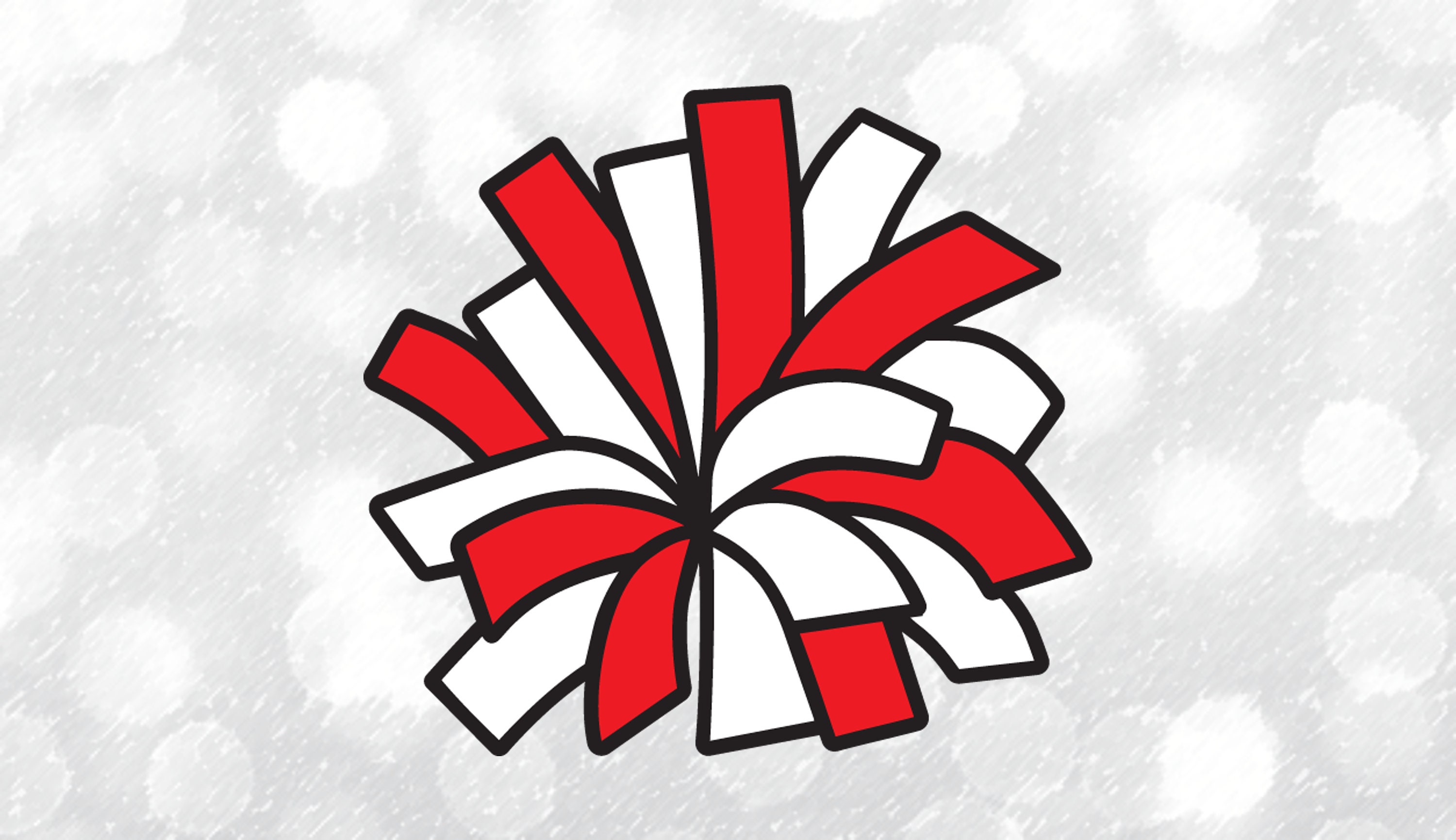 Sports Clipart: Red & White Cheerleader Pom Layered on Black Background for Cheer Cheering Cheerleading - Digital Download svg png dxf pdf
