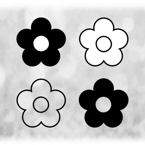 Nature Clipart: Four Simple Daisy-like Flowers on a Sheet in - Etsy Finland