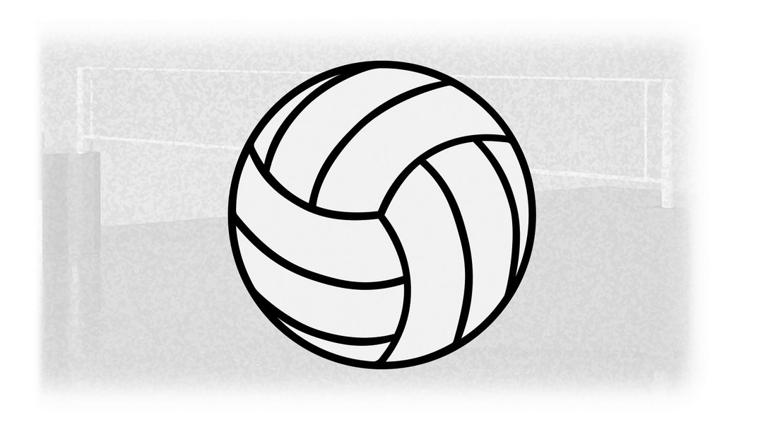 Sports Clipart Black Volleyball Outline Layered on White for Etsy