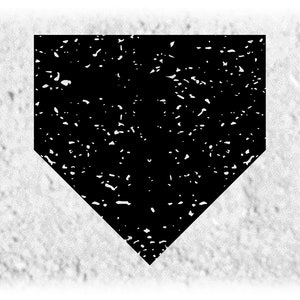 Sports Clipart: To Scale Black Distressed/Grunge Softball or Baseball Home Plate / Base Silhouette for Players - Digital Download SVG & PNG