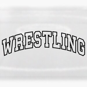 Sports Clipart: Black Varsity Outline Word "Wrestling" in Arched Shape for Wrestlers, Teams, Coaches - Digital Download svg png dxf pdf