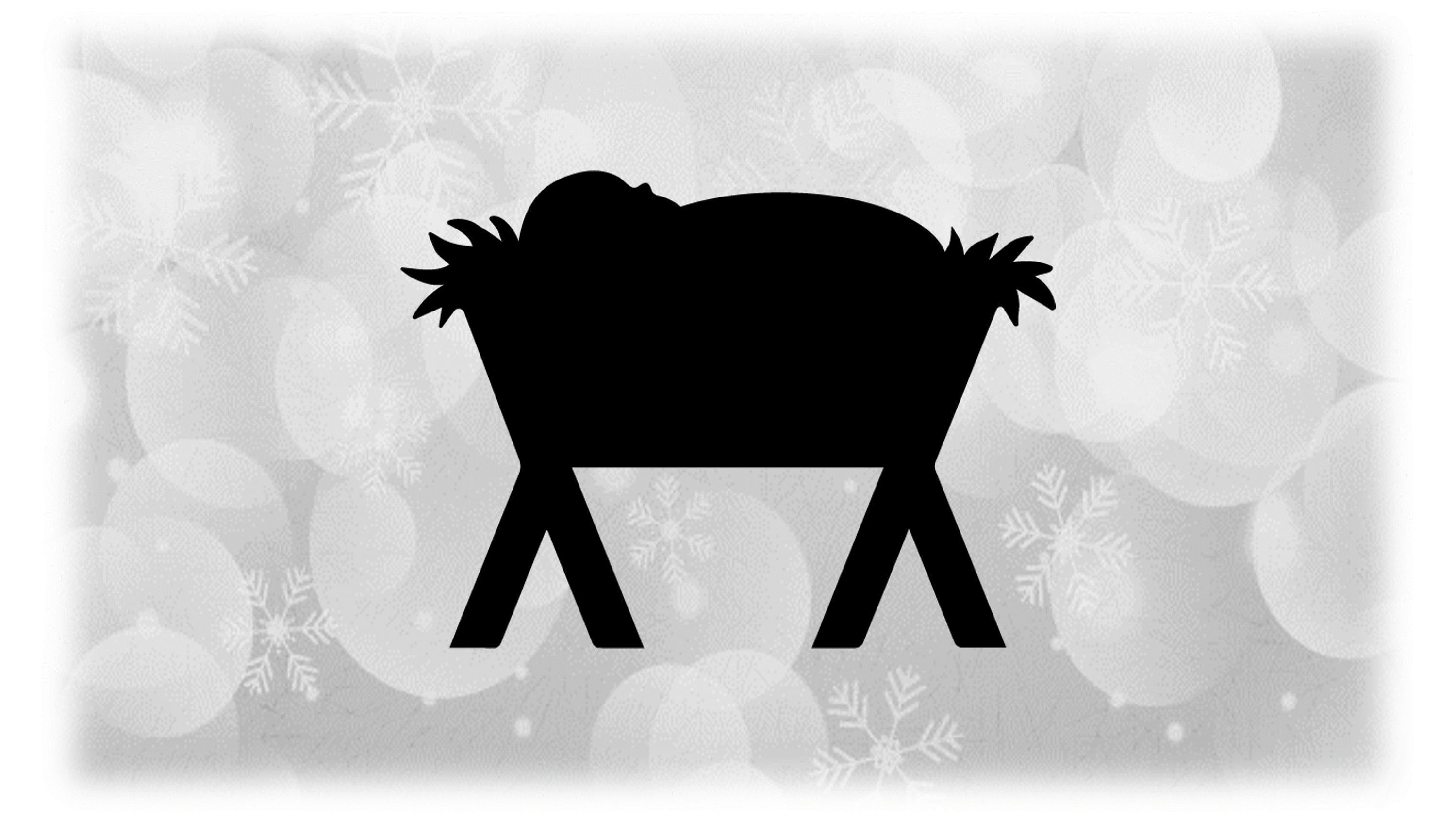Holiday Clipart: Black Silhouette of Christmas Nativity Manger Theme Baby Jesus in Wooden Cradle with Hay - Digital Download svg png dxf pdf