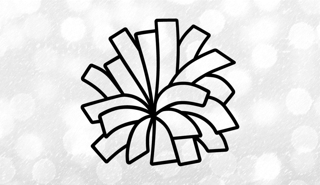 Sports Clipart: Black Outline of Cheerleader Pom Pom for Cheer