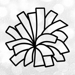 Sports Clipart: Black Outline of Cheerleader Pom Pom for Cheer ...