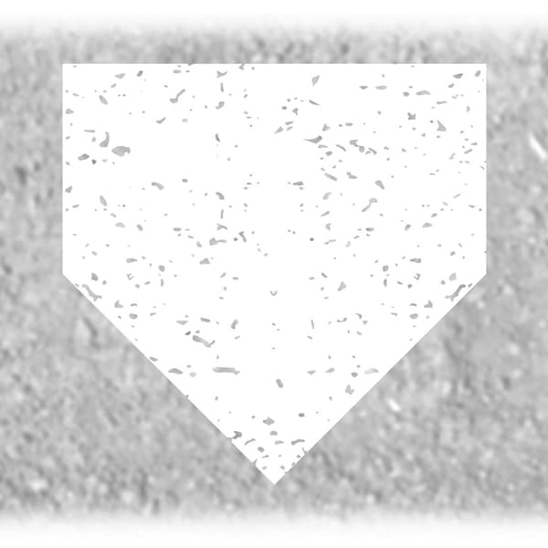 Sports Clipart: To Scale White Distressed/Grunge Softball or Baseball Home Plate / Base Silhouette for Players - Digital Download SVG & PNG