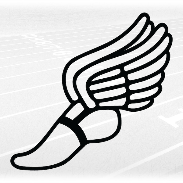 Sports Clipart: Black Winged Running Shoe Outline from Mercury / Hermes to Symbolize "Track & Field" Sport/Events - Digital Download SVG/PNG