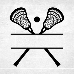 Sports Clipart: Split Crossed Lacrosse Sticks and Ball Space for Name Frame to Personalize Players. Teams - Digital Download svg png dxf pdf