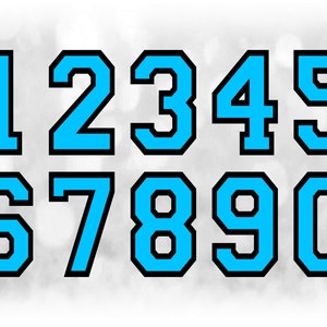May include: A set of blue numbers with black outlines, from 1 to 0, in a bold, blocky font style.