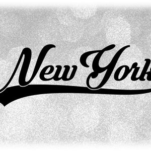 Geography Clipart: Word "New York" in Fancy Print Type Letterings w/ Baseball Style Swoosh Underline - Print/Cut Digital Download SVG & PNG