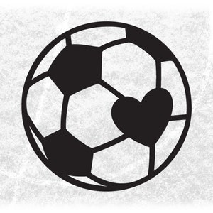 Sports Clipart: Black Hand Drawn Doodle Soccer Ball with Heart as a Spot - Players Teams Coaches Parents - Digital Download svg png dxf pdf