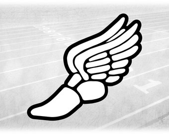 cute homework clipart black and white Sports Clipart: White on Black Layered Winged Running Shoe Outline from Mercury / Hermes "Track & Field", Events - Digital Download SVG/PNG