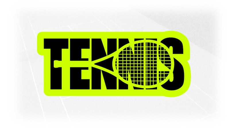 Lettering On Racket Word Sports Clipart: Black Word
