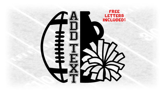 Sports Clipart: Black Half Foottball and Half Cheer Megaphone With
