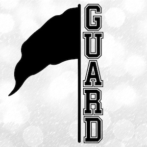 Sports Clipart: Black Color Guard Flag with Word &quot;Guard&quot; for Marching Band Flag Twirler, You Change Color - Digital Download svg png dxf pdf