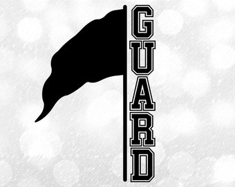 Sports Clipart: Black Color Guard Flag with Word "Guard" for Marching Band Flag Twirler, You Change Color - Digital Download svg png dxf pdf