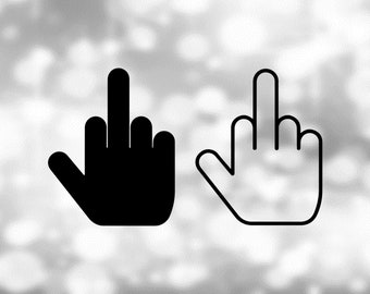 People Clipart: Black Solid and Outline Version Emoji for Human Middle Finger &quot;Flipping Off&quot; Hand Gesture - Digital Download svg png dxf