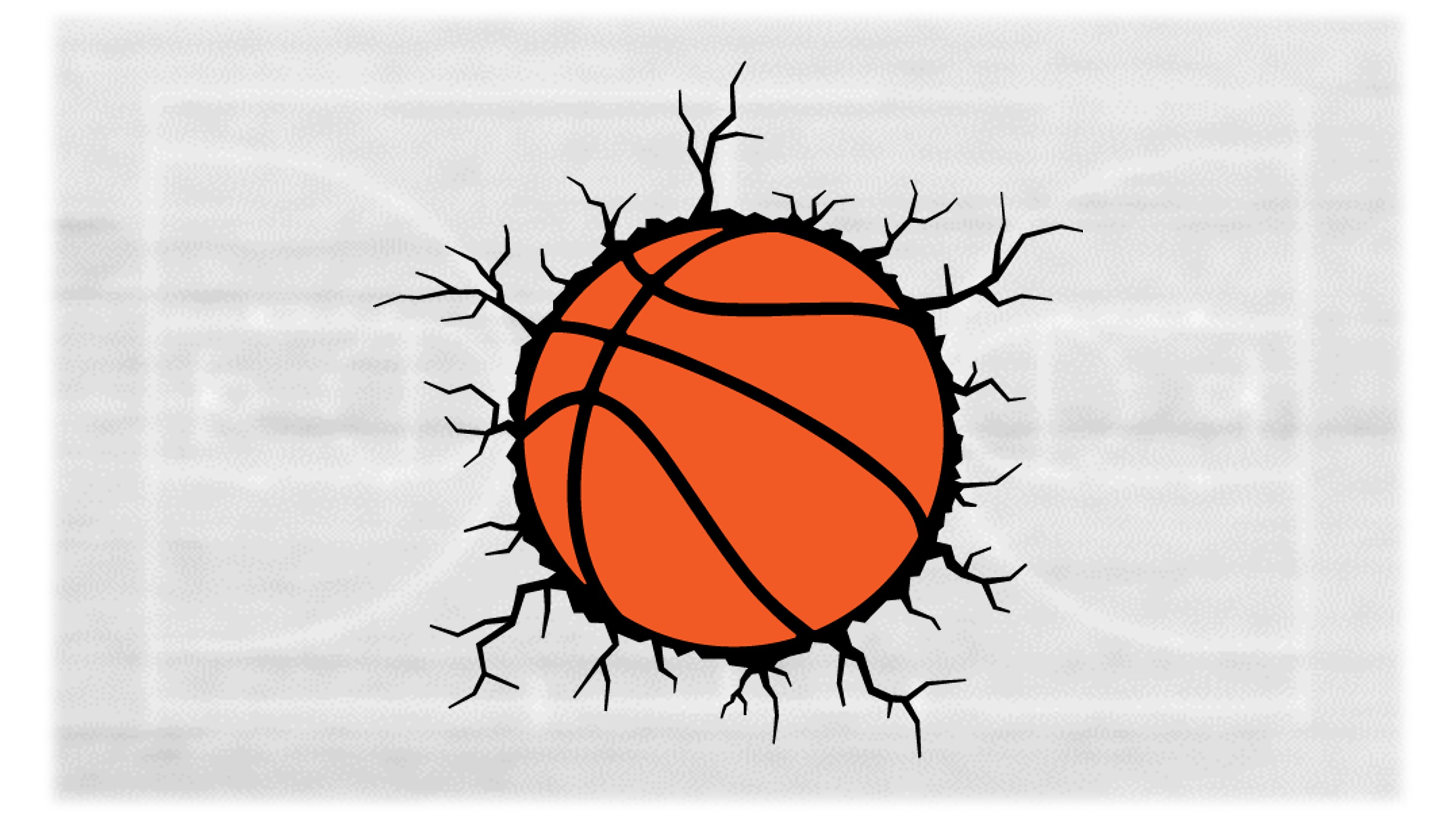 Sports Clipart: Orange Basketball Layered on Top of Big Black Cracked ...