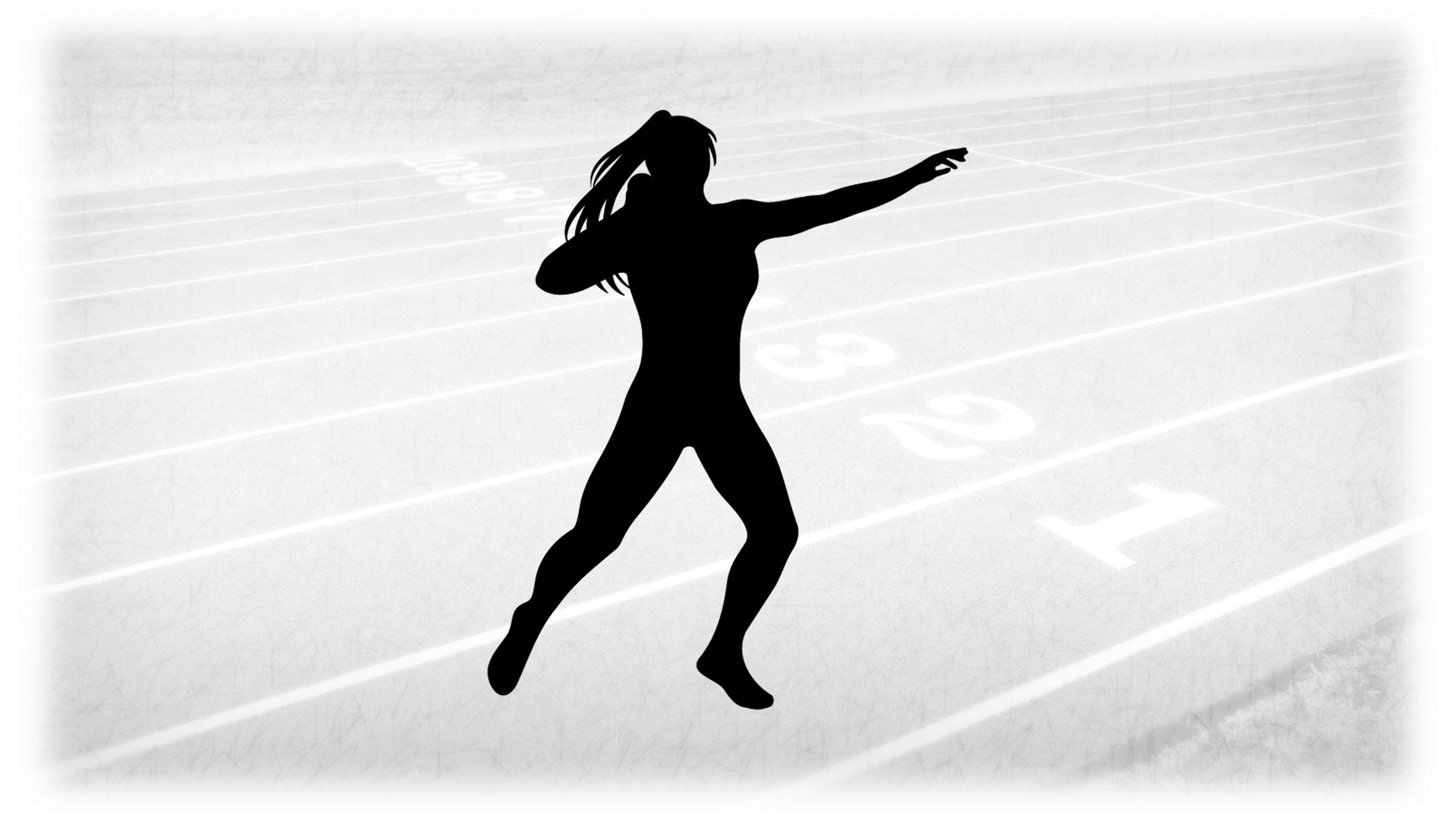 Sports Clipart: Black Silhouette Female / Girl Shot Put Thrower