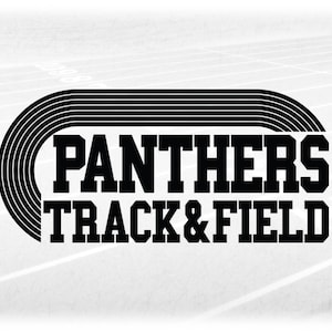 Sports Clipart: Black Running Track with Bold Varsity Style Words "Panthers" and "Track & Field" - Digital Download svg png dxf pdf