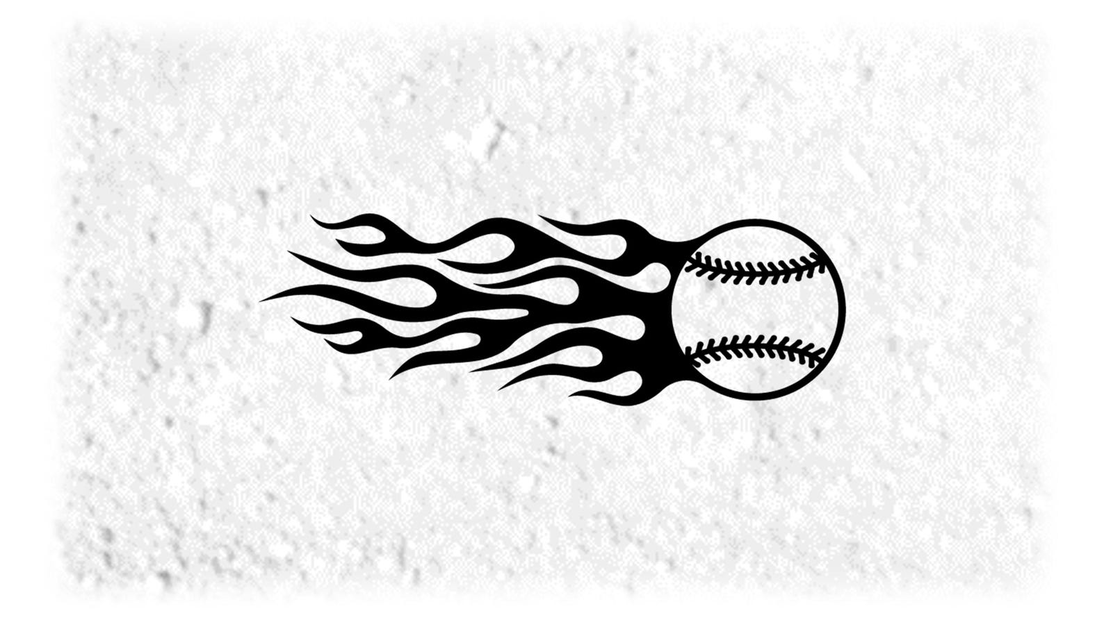 Fireballs Baseball Lettering Sports Clipart: Black