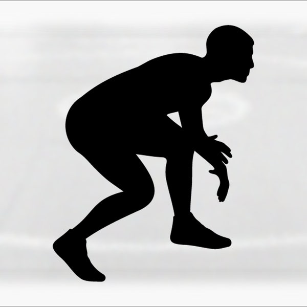 Sports Clipart: Black Silhouette of Male Wrestler in Ready Stance for Wrestlers, Teams, Coaches, Parents - Digital Download svg png dxf pdf