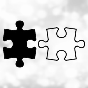 Shape Clipart: Black Solid & Outline Puzzle Pieces, Perfectly Interlocking , Symbol for Autism Awareness - Digital Download svg png dxf pdf