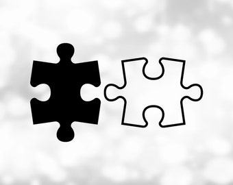 Shape Clipart: Black Solid & Outline Puzzle Pieces, Perfectly Interlocking , Symbol for Autism Awareness - Digital Download svg png dxf pdf