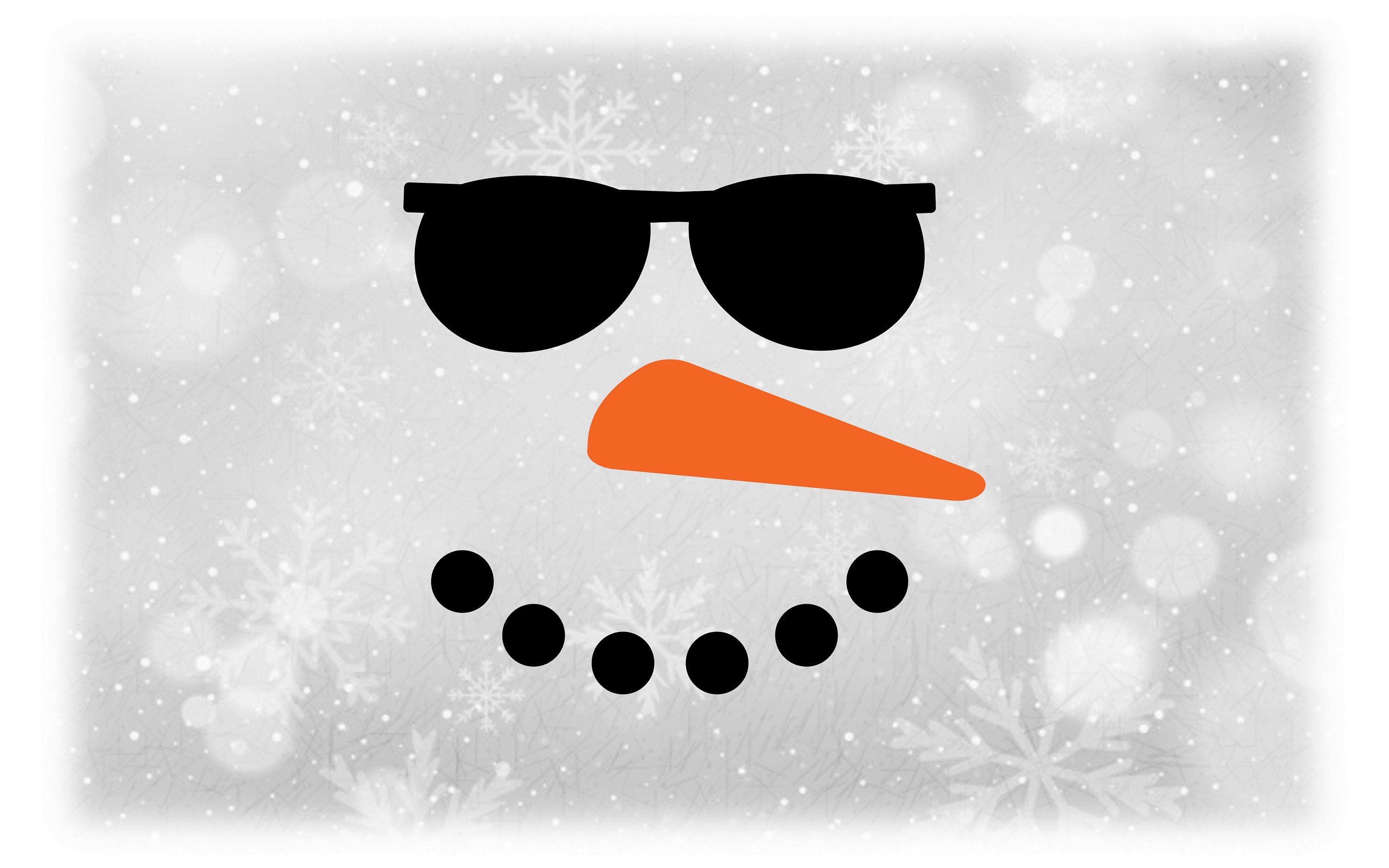 Holiday Clipart: Winter or Christmas Smiling Snowman Face With Orange  Carrot Nose. Coal Pieces, Mouth, Sunglasses Digital Download SVG/PNG - Etsy