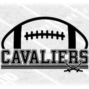 Sports Clipart: Black Half Football with Varsity Style "Cavaliers" TeamMascot  Name with Bear Paw Print - Digital Download svg png dxf pdf