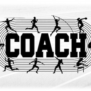Sports Clipart: Track & Field Word coach in Bold Black Letters W ...