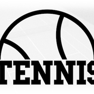Sports Clipart: Half Tennis Ball Outline with Word "Tennis" in Bold College Style for Players / Coaches - Digital Download svg png dxf pdf