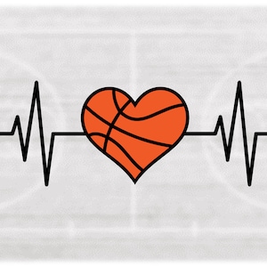 Sports Clipart: Elektrocardiogram / E.K.G. / E.C.G. / Hartslag / Hartslagmeter met Zwart/Oranje Basketbal - Digitale Download SVG/PNG