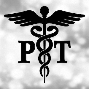 Medical Clipart: Black Medical Caduceus Symbol Silhouette with PT for Physical Therapist / Therapy Staff - Digital Download svg png dxf pdf
